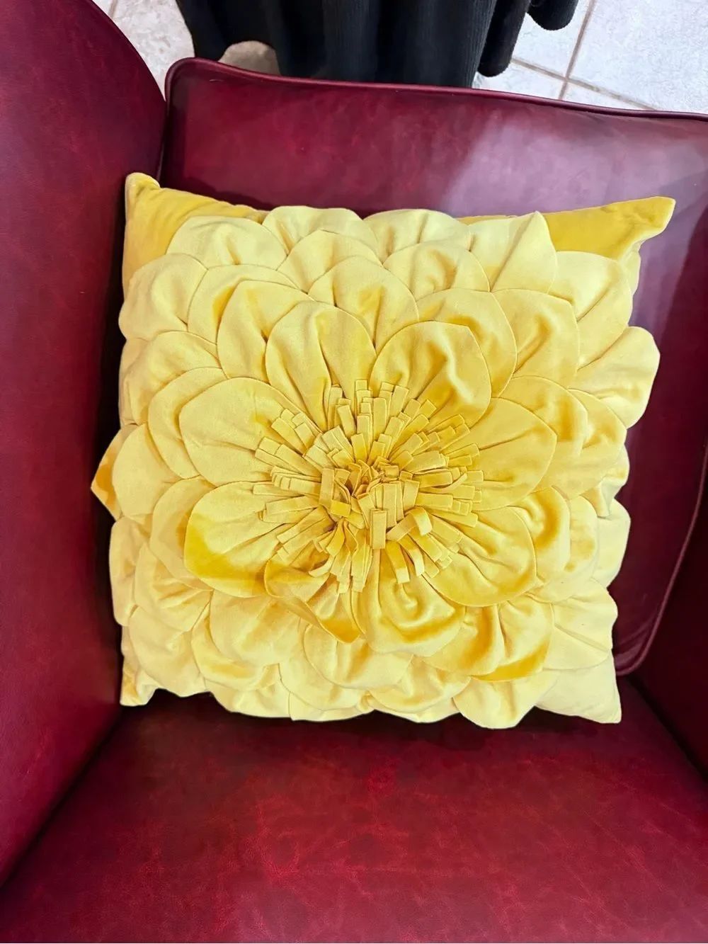 Oasis Yellow Layered Petal Decorative Pillow